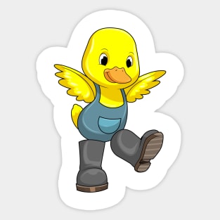 Duck as Farmer with Boots Sticker